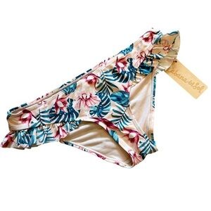 NWT Cabana del Sol Tropical Floral Bikini Bottom With Ruffles